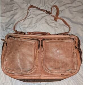 Handmade Vintage Leather Shoulder Bag Satchel Columbia 20" x 10"